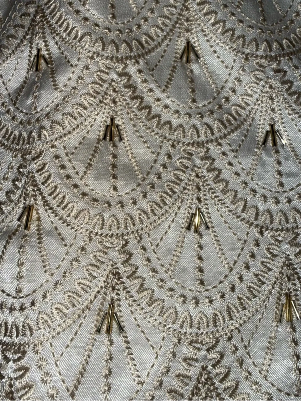 White House Black Market NWTC Ivory Corset, Gold Embroidery/Beads Sz 10